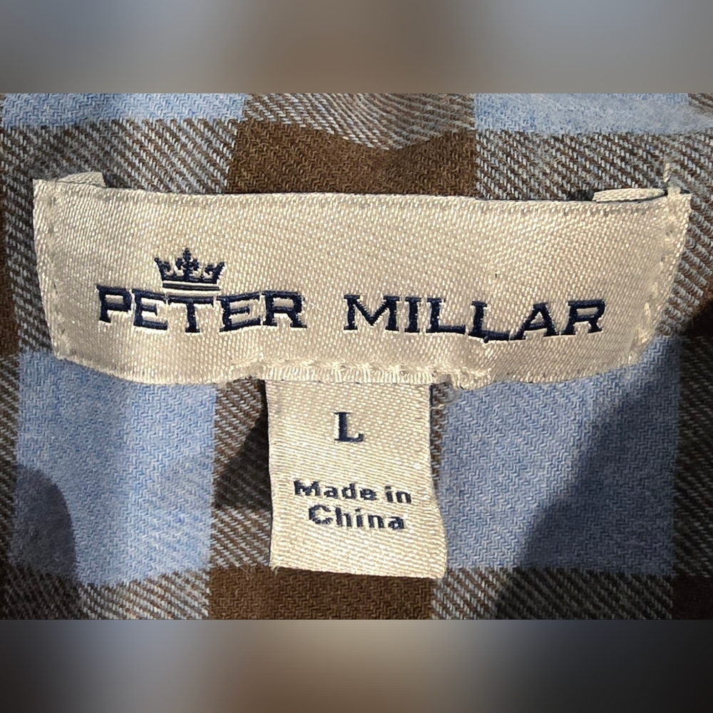 Peter Millar Plaid Crown Men's Delta Cotton Sport Shirt Size Large - Picture 3 of 7